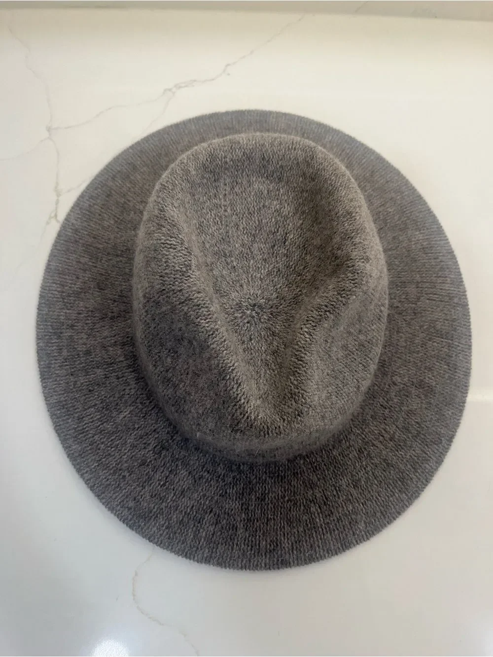 Anthropologie Gray Knit Fedora Hat | Soft Wide Brim | One Size